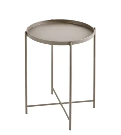 Tavolino salotto "frosty" in metallo grigio, ø38 cm