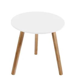 Tavolino salotto "lizzy" bianco in bamboo, ø40 cm