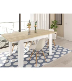 Tavolo allungabile rovere bianco, 140/190x90cm