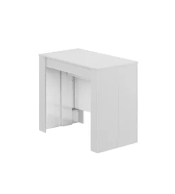 Tavolo consolle multiposizione estensibile bianco lucido, 90x51x78 cm