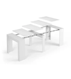 Tavolo consolle multiposizione estensibile bianco lucido, 90x51x78 cm