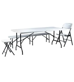 Tavolo da campeggio pieghevole eurogarden in polietilene bianco 183x76x72 cm