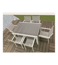 Tavolo da esterno allungabile riviera "azalea" in alluminio bianco e grigio 135/270x90x75 cm