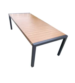 Tavolo da esterno estensibile "alissa" in alluminio teak naturale 160/240x100x74 cm