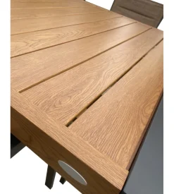 Tavolo da esterno estensibile "alissa" in alluminio teak naturale 160/240x100x74 cm