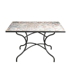 Tavolo da esterno eurogarden "pompei" in ferro con top piastrelle gres 120x80x75 cm