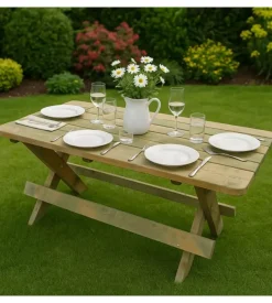 Tavolo da esterno in legno impregnato 180x75x76h cm