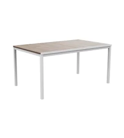 Tavolo da esterno keter "porto 160" in metallo bianco e piano effetto legno frassino 159x95x75 cm