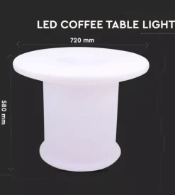 Tavolo da esterno led rgb vtac con telecomando bianco 72x72x58 cm