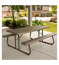 Tavolo da esterno pieghevole lifetime "picnic" in polietilene marrone bronzo 183x145x74 cm