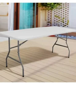 Tavolo da esterno rettangolare pieghevole solaria "catering" con maniglia in polietilene 180x75x74 cm