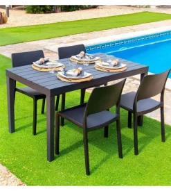 Tavolo da esterno "sumatra" in polipropilene antracite 138x78x72h cm