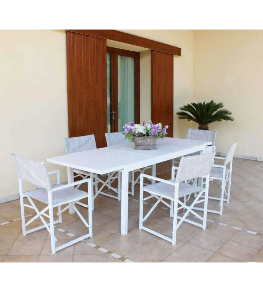 Tavolo da giardino allungabile elica garden "formentera" in alluminio bianco 160/240x90x75 cm