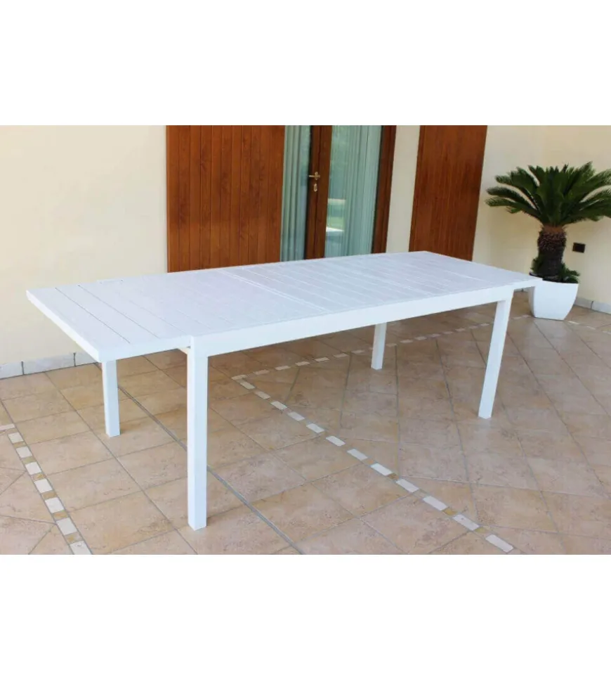 Tavolo da giardino allungabile elica garden "formentera" in alluminio bianco 160/240x90x75 cm