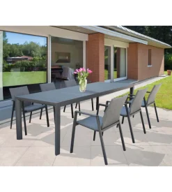 Tavolo da giardino allungabile elica garden "houston" in alluminio antracite 160/240x100x75 cm