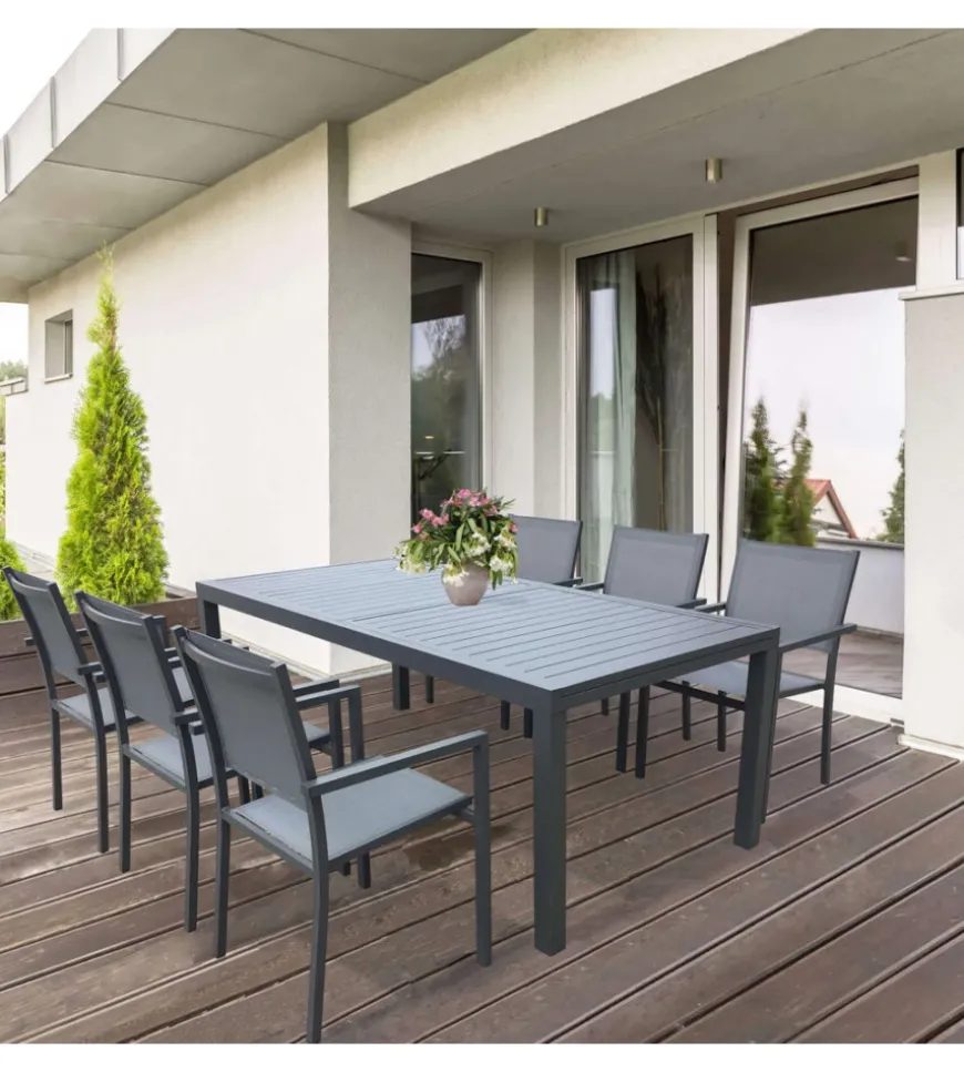 Tavolo da giardino allungabile elica garden "formentera" in alluminio antracite 160/240x100x75 cm