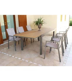 Tavolo da giardino allungabile elica garden "cayman" in alluminio e polywood taupe 160/240x95x74 cm