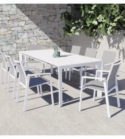 Tavolo da giardino allungabile elica garden "sacramento" in alluminio bianco 165/215x85x75 cm