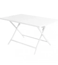 Tavolo da giardino pieghevole elica garden "alabama" in alluminio bianco 77x130x73 cm
