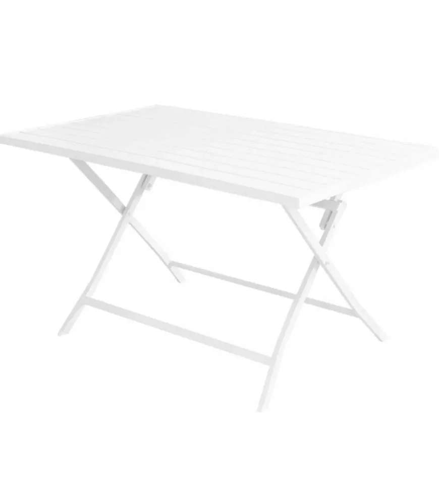 Tavolo da giardino pieghevole elica garden "alabama" in alluminio bianco 77x130x73 cm