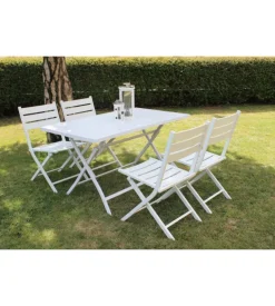 Tavolo da giardino pieghevole elica garden "alabama" in alluminio bianco 77x130x73 cm