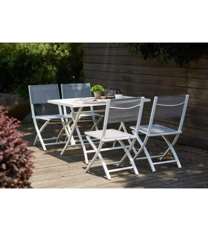 Tavolo da giardino pieghevole elica garden "alabama" in alluminio bianco 77x130x73 cm