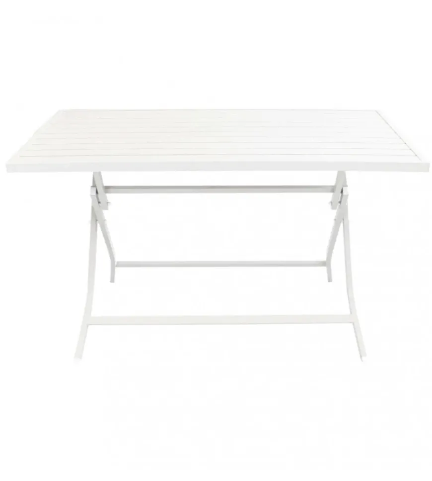 Tavolo da giardino pieghevole elica garden "alabama" in alluminio bianco 77x130x73 cm