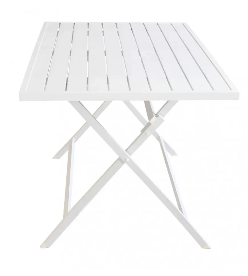 Tavolo da giardino pieghevole elica garden "alabama" in alluminio bianco 77x130x73 cm