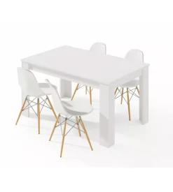 Tavolo da pranzo estensibile bianco, 140-190x90x78 cm