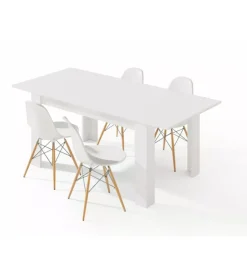 Tavolo da pranzo estensibile bianco, 140-190x90x78 cm