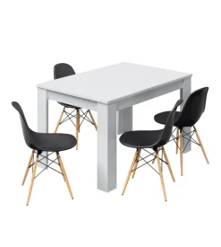 Tavolo da pranzo estensibile bianco lucido, 140-190x90x78 cm