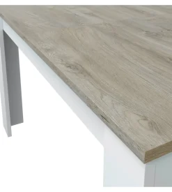 Tavolo da pranzo estensibile bianco e rovere, 140-190x90x78 cm