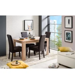 Tavolo in quercia con fascia centrale bianca o grigia, 135x80,5x74,5 cm