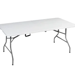 Tavolo pieghevole a valigia da campeggio brunner "club 150" in acciaio e plastica bianco 152x71x74 cm