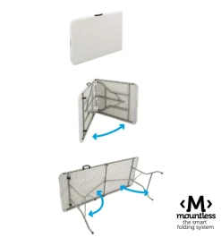 Tavolo pieghevole a valigia da campeggio brunner "club 150" in acciaio e plastica bianco 152x71x74 cm