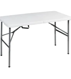 Tavolo pieghevole a valigia da campeggio brunner "club 120" in acciaio e plastica bianco 120x59x74 cm