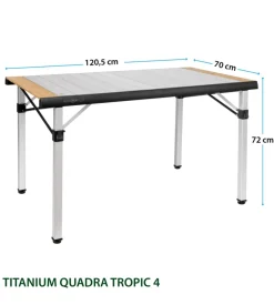 Tavolo pieghevole da campeggio brunner "quadra tropic 4" in alluminio 120,5x70x72 cm