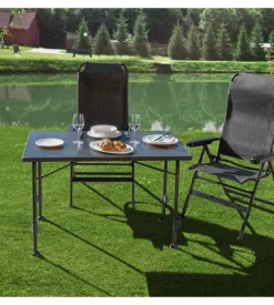 Tavolo pieghevole da campeggio brunner "linear 100" in acciaio nero 100x68x63/83 cm