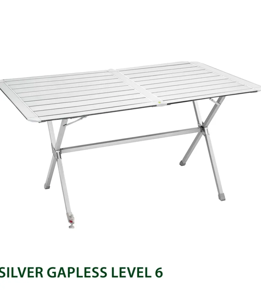 Tavolo pieghevole da campeggio brunner "silver gapless level 6" in alluminio 140x81x70 cm