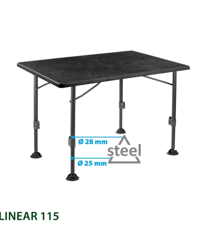 Tavolo pieghevole da campeggio brunner "linear 115" in acciaio nero 115x70x63/83 cm