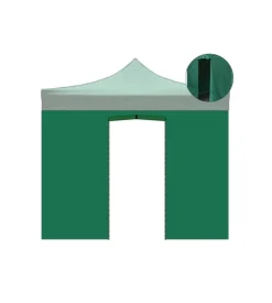 Telo laterale con porta avvolgibile per gazebo riviera in tessuto impermeabile e anti uv verde 3x3 m