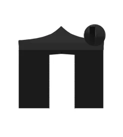Telo laterale con porta avvolgibile per gazebo riviera in tessuto impermeabile e anti uv nero 3x3 m