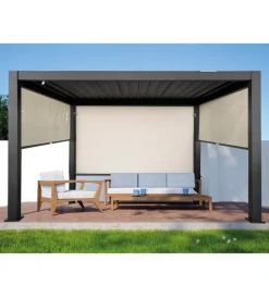 Tenda laterale oscurante per pergola bioclimatica eurogarden "atena ed era" in textilene ecrù lato 3 mt