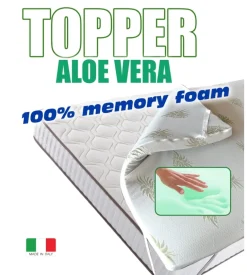 Topper singolo in memory foam con aloe 80x190 cm