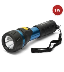 Torcia led in alluminio e gomma, 70 lumen, 1w 2aa