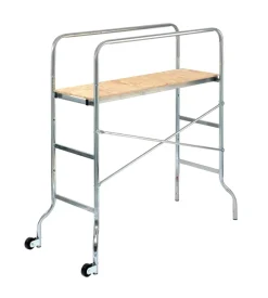 Trabattello mini in acciaio zincato con pianale in legno altezza lavoro 3 m