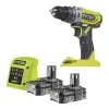 Trapano avvitatore a percussione a batteria ryobi "r18pd2-215g" 2 batterie 18v 1,5ah e caricabatterie