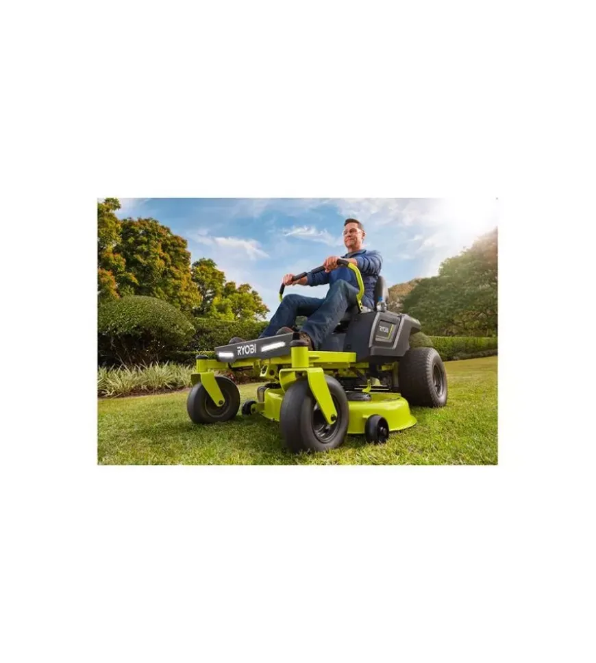 Trattorino tagliaerba a batteria ryobi "ztr480ex" taglio 106 cm 48v -  raggio zero con scarico laterale
