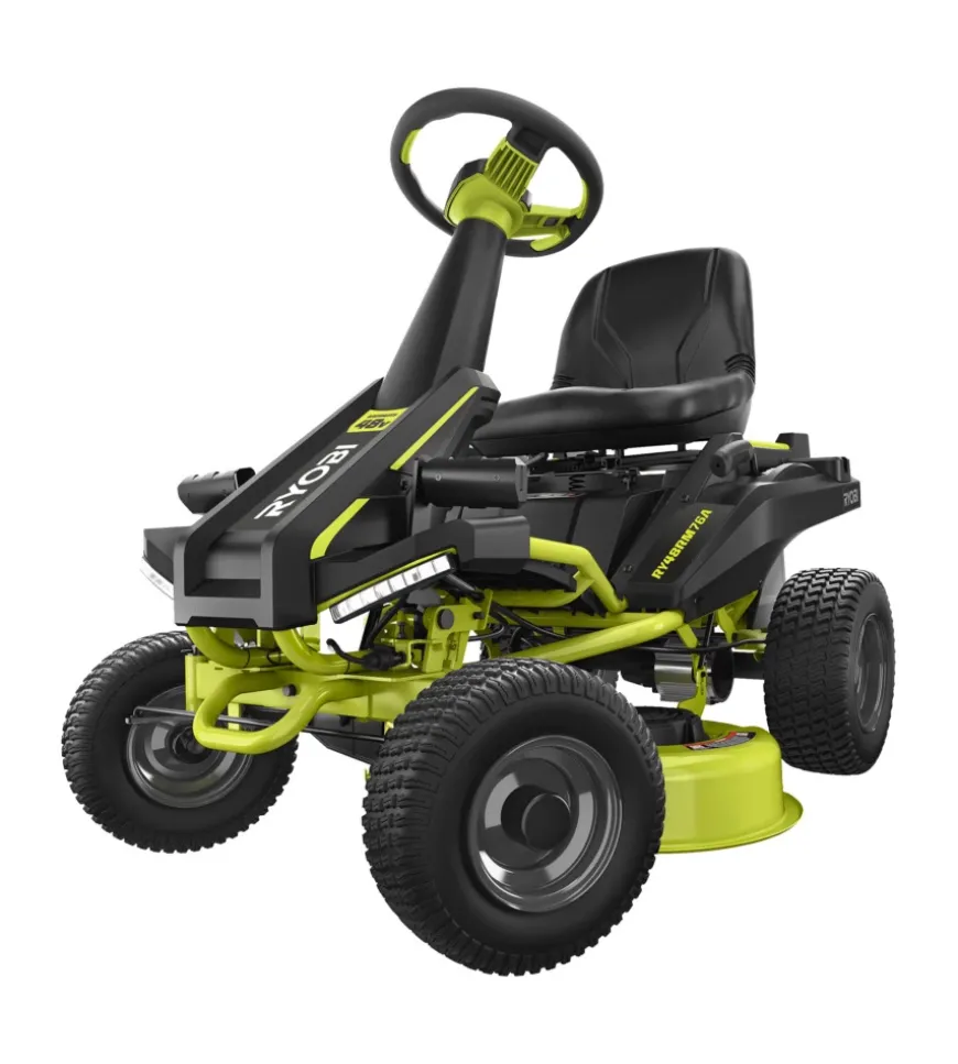 Trattorino tagliaerba a batteria ryobi "ry48rm76a" taglio 76 cm battteria inclusa 48v 50ah