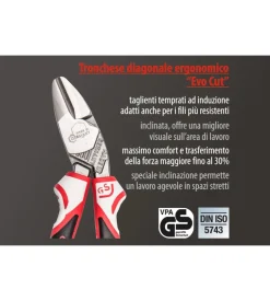Tronchese diagonale ergonomica 3k evo cut 180 mm.